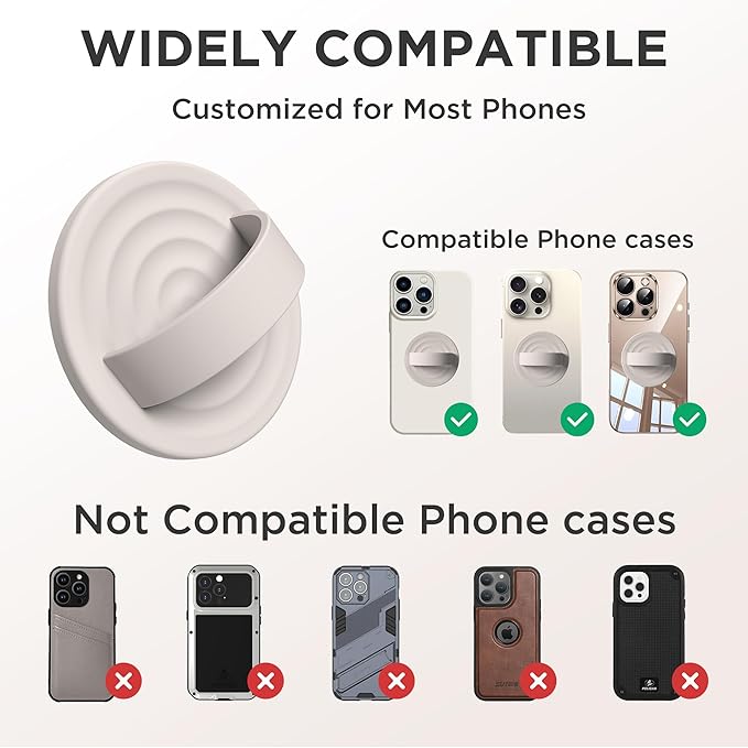 Upgraded Magnetic Phone Grip, Liquid Silicone Soft and Portable, Removable Finger Loop Ring Grip Holder for iPhone, Strong Magnetic Attraction, Compatible with MagSafe Phone Case, Stone