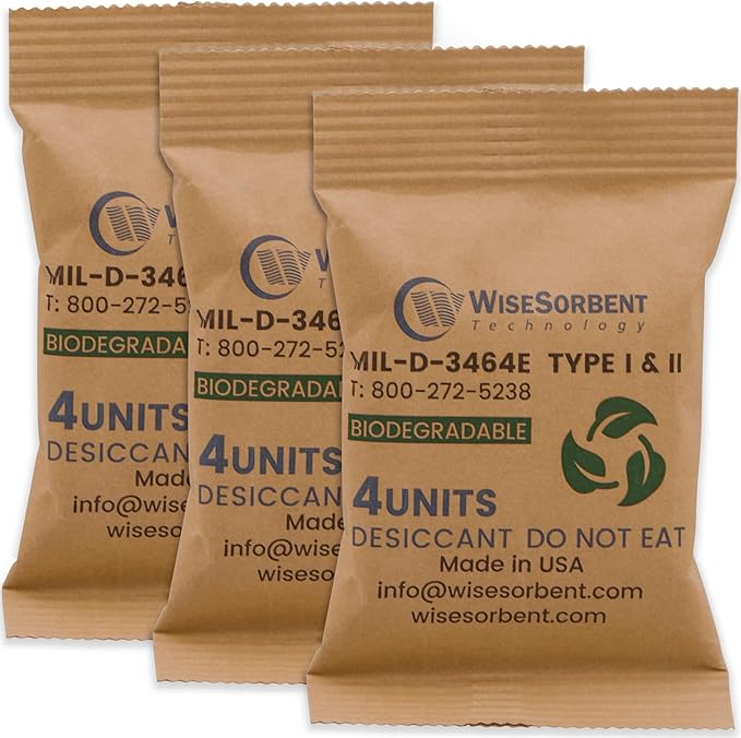 3 x 132g Kraft Clay Desiccant Packs – Food Safe Bentonite Clay, Silica Gel Alternative, Military-Grade Moisture Absorbers for Gun Safes, Storage Bins, Electronics, Clothes, Collectibles