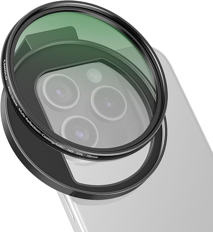 CPL Filter for Phone, 72mm Camera Polarized Lens Polarizing Filter with Metal Cold Shoe Phone Clip Compatible with iPhone 17 16 15 14 13 12 11 X XS Plus PRO Max Samsung Galaxy Motorola Pixel