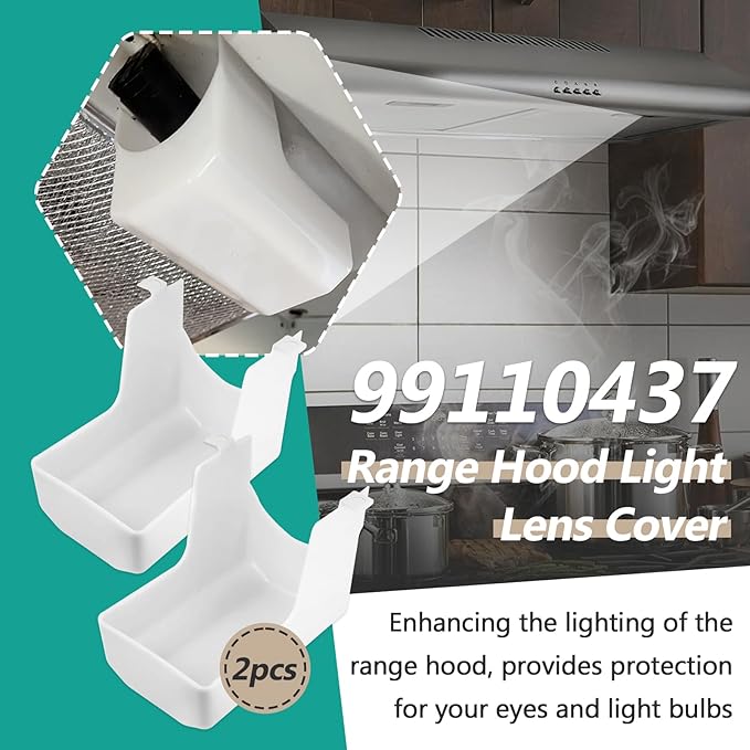 2 Pcs 99110437 Range Hood Light Lens Cover Fit for 41000 40000 42000 45000 BP43 S99110437 99110437 Series Range Hood Models, White and Doesn't Yellow Easily