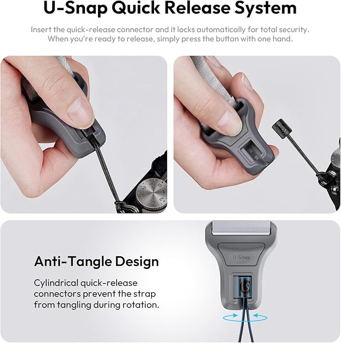 ULANZI CSS1 U-Snap Camera Strap, 55In Quick Release Camera Shoulder Straps for Photographers with Safety Tether, 60kg Load Capacity, Soft Sling for DSLR Mirrorless Sony Canon Nikon Binoculars (Silver)