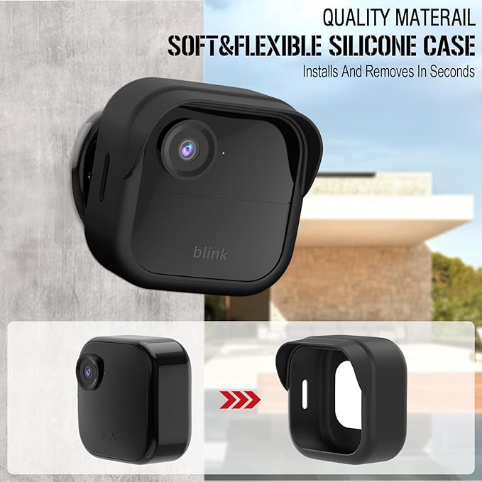 Silicone Skin Case/Cover for Blink Outdoor 4 (4th Gen) - Weatherproof Silicone Case with Brim for Full Camera Protection, Blink Outdoor 4 Smart Security Camera Accessories (Black, 3 Pack)