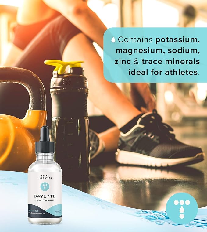 Daylyte Electrolyte Drops, Unflavored, Sugar Free Daily Hydration Supplement with Magnesium, Calcium, & Zinc (39 Servings)