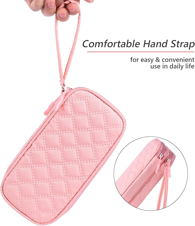 COOTHINE USB Flash Drive Holder Case, Portable Storage Bag Organizer for Samsung/Sandisk Memory Stick/Thumb Drive/Jump Drive/SD Card, with 18 Slots (Pink)