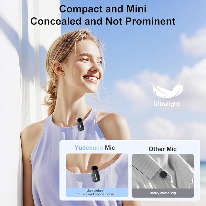 Mini Wireless Lavalier Microphone for iPhone Android Tablets, Lapel Mic with Noise Reduction, 30h Charging Case, AI Voice Changer, Plug & Play Mini Mic for iPhone Vlogging, Video Recording, Podcast
