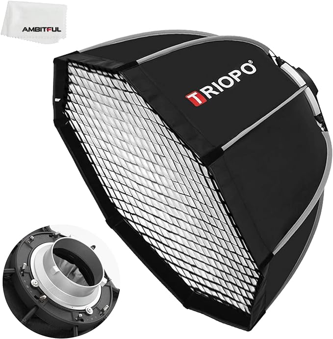 AMBITFUL 47.2inch / 120 cm Portable Octagon Umbrella Softbox, Quick Installation Softbox with Honeycomb Grid for Studio Strobe Outdoor Photography, Bowens Mount Compatible