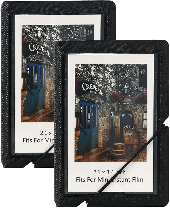 Mini Instant Film Polaroid Photo Album Book For 3 Inch Fujifilm Instax Mini 12 11 9 99 8 7+ 40 EVO Camera Film, HP Sprocket, K-pop Photocards (Ink Black, 2 Pack)