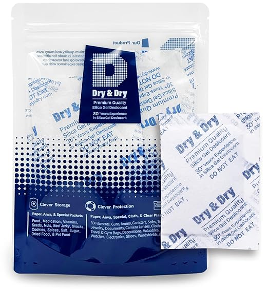 Dry & Dry 10 Gram [30 Packets] Silica Gel Packets, Desiccants - Rechargeable Fabric Silica Gel Packs, Silica Gel, Silica Packets, Desiccant Packs for Storage