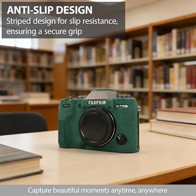 Frevyve Case for Fujifilm X-T50 Body Camera, Skin, Anti-Scratch, Lightweight Sleeve, Fuji XT50 Soft Silicone Rubber Protective Cover for Fujifilm XT50 Camera Accessories (Dark-Green)