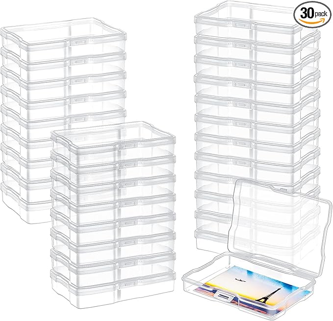Geelin 30 Pcs Clear Photo Storage Boxes for 4" x 6" Pictures Transparent Photo Case Plastic Photo Organizers and Storage Photo Storage Containers Photo Keeper for Photo Picture Card, 6.7 x 4.7 x 1.2''