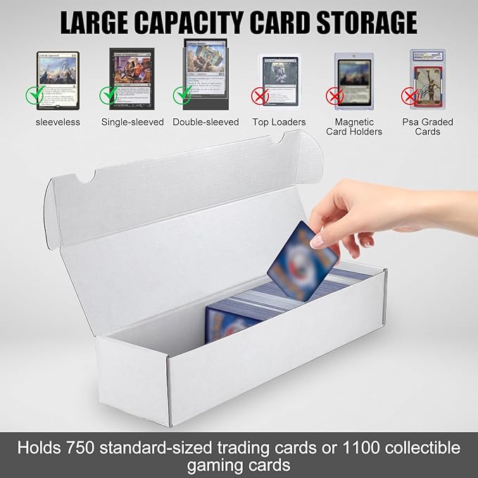 Trading Card Storage Box, 25-Pack 1100 Count White Corrugated Cardboard Bulk Sports Storage Box for TCG/Magic/Mtg Basketball Cards, Collectible Trading Cards
