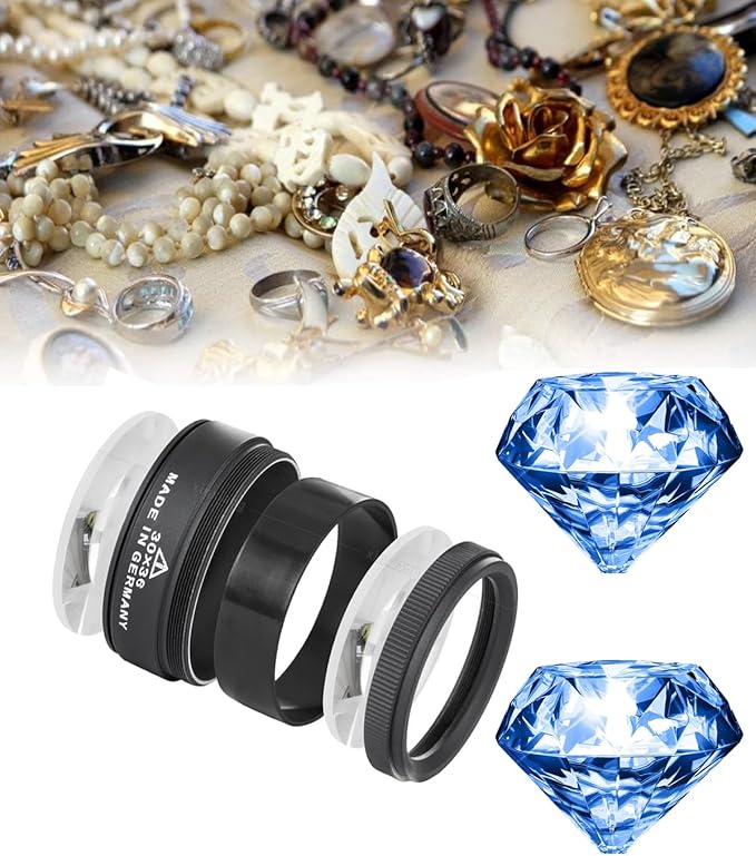 30X Portable Pocket Reading Magnifier Optics Loupes Mini Desk Magnifier Loop Microscope Magnifying Glass Lens for Jewelry, Diamonds, Gems, Coins, Engravings