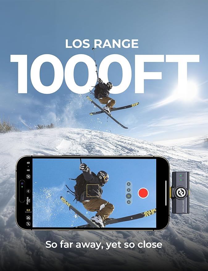 Hollyland Lark M2 Wireless Microphone for iPhone15/16/17&Android, USB C Mini Lapel Microphone Wireless, 1000ft Range, Hi-Fi Audio, Noise Cancellation, 30H Battery for Video Recording, Streaming