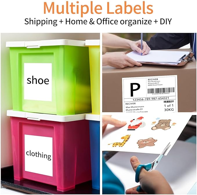 8.5" x 11" Sticker Paper for Inkjet Printers - 1000 Sheets Full Sheet Shipping Labels Printable Full Page Labels 8.5×11 White Sticker Paper for Laser Printing - Matte