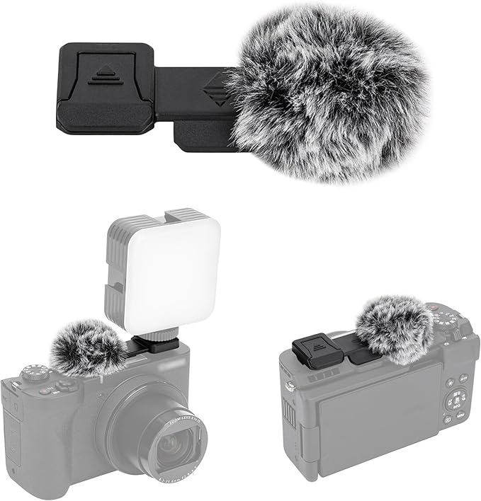 JJC Cold Shoe Wind Muff Windshield for Canon PowerShot V1 Camera, Shoe Adapter Mount Holder for LED Light Microphone Attachment, Power Shot V1 Vlog Accessories