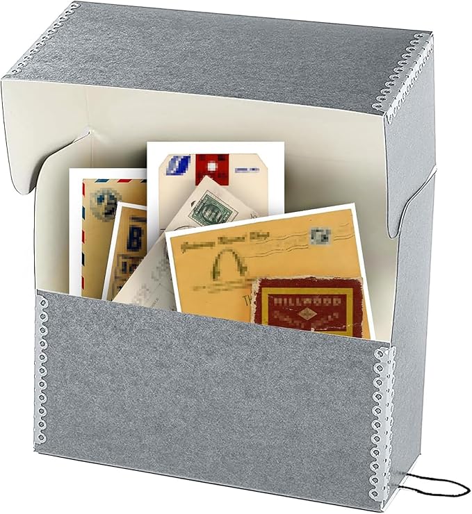 Lineco Archival Document Storage Box with Metal Edge, Acid-Free Gray Boxboard, Organize and Store Files, Prints, Photos, Jumbo-Sized Case 15.5" x 12.5" x 5" Wide