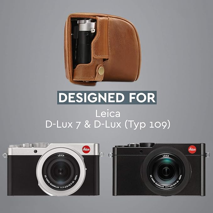 MegaGear MG1606 Ever Ready Genuine Leather Camera Case Compatible with Leica D-Lux 7 - Brown, One Size