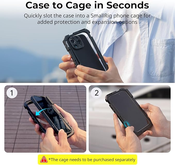 SMALLRIG FilMov Phone Case Kit for iPhone 16 Pro Max, Lightweight Phone Photography Case with T-Mount Lens Backplate, Support for MagSafe, Compatible with Phone Lenses and Filters 4987 Black