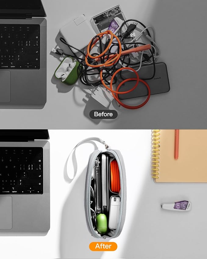 Inateck Electronics Organizer Travel Case, Water-resistant Cable Organizer Pouch, Multi-purpose Accessories Carry Case for Cord, Charger, Cables, Phone, USB Drive, Black, Small