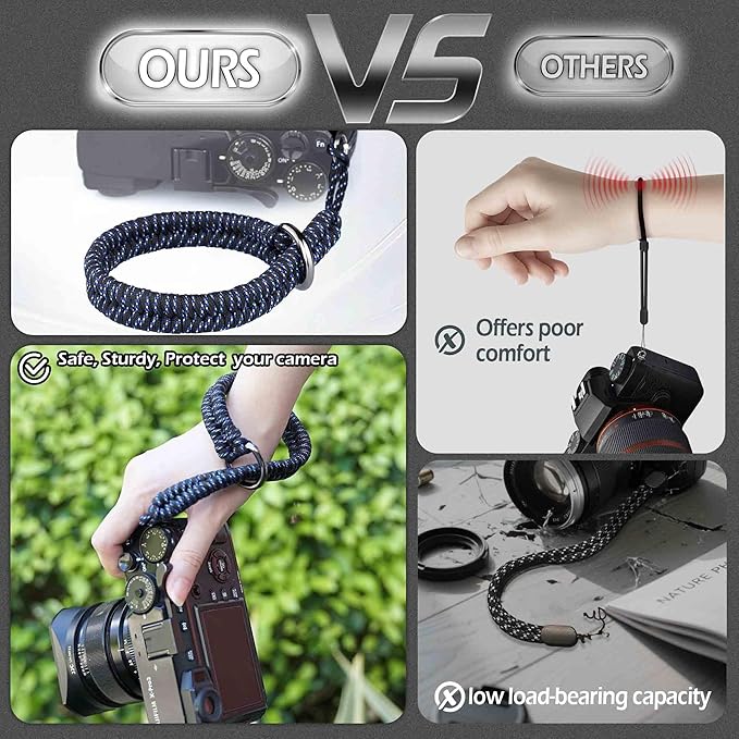Qiang Ni Camera Wrist Strap - Paracord Quick Release Camera Hand Strap Wrist Lanyard for DSLR or Mirrorless Camera - Blue