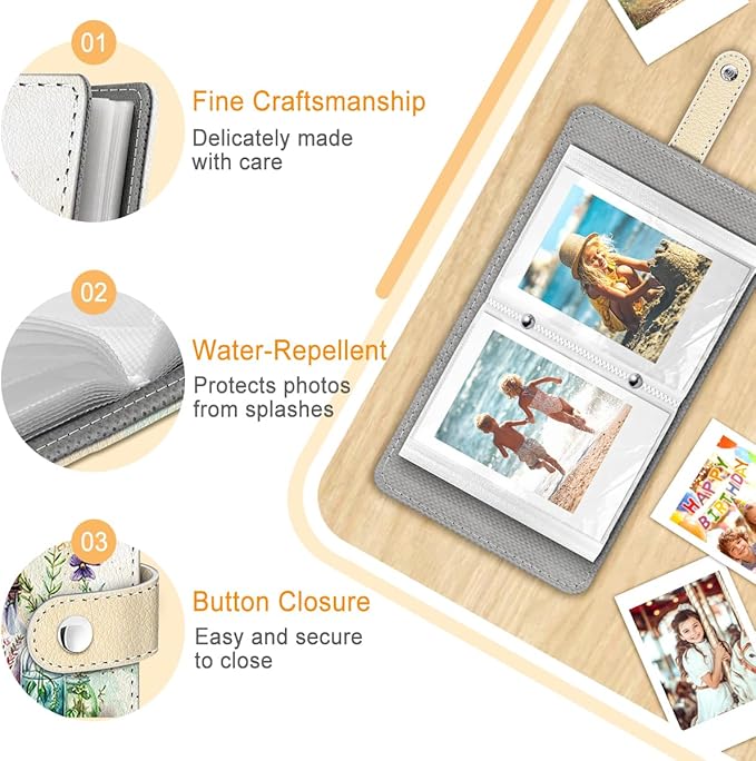 Lebrocoli Magic Bottle Floral Small Photos Album for 2x3 Inch Films, 56 Pockets Mini Cute Albums Book for Polaroid Fujifilm Instax Mini Instant Camera Printer, Kpop Photocard Pictures Holders Storage