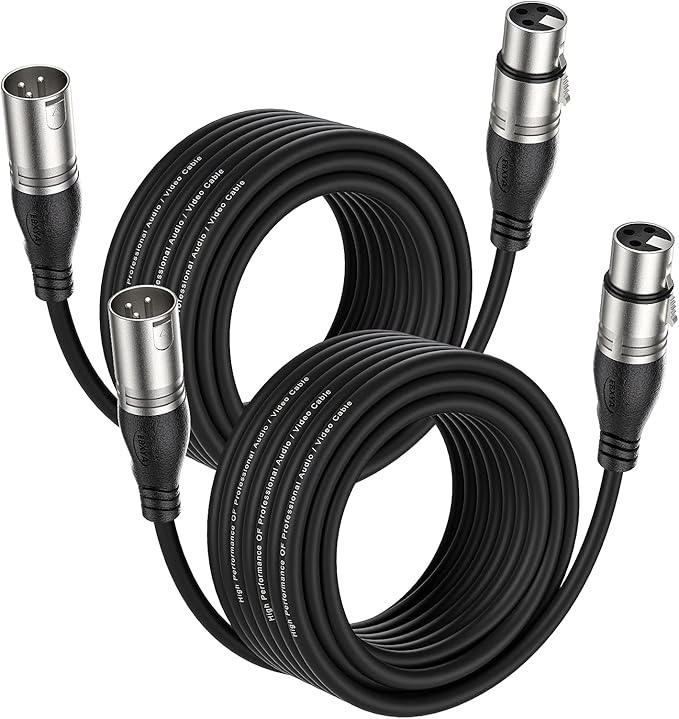 EBXYA XLR Cable 25 Ft 2 Packs - Premium Microphone Cable Patch Speaker Cable 3-Pin XLR Male to Female, Black