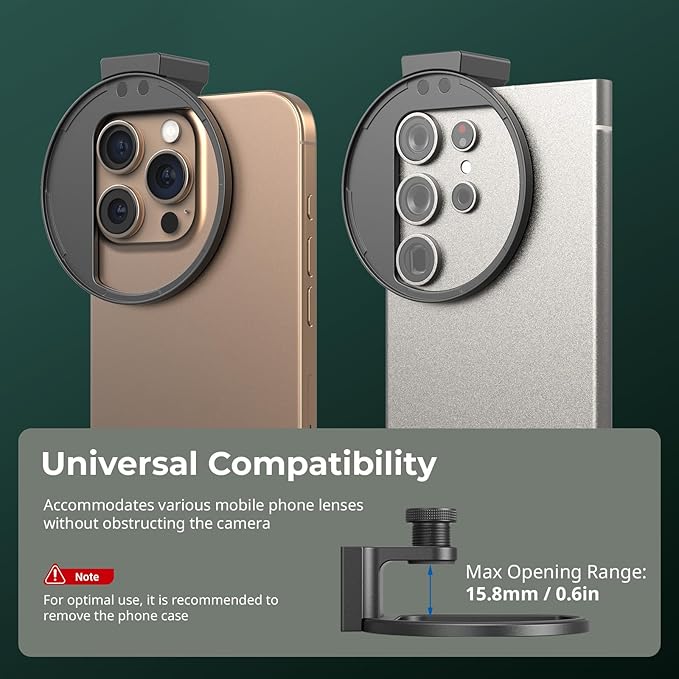 SMALLRIG Universal 67mm Magnetic Filter Adapter for Smartphones, for iPhone 16 / S24 Ultra/for Vivo X100 & 67mm Filters, with Cold Shoe Mount/Threaded Adapter, Anti-Scratch Filter Clamp - 5171