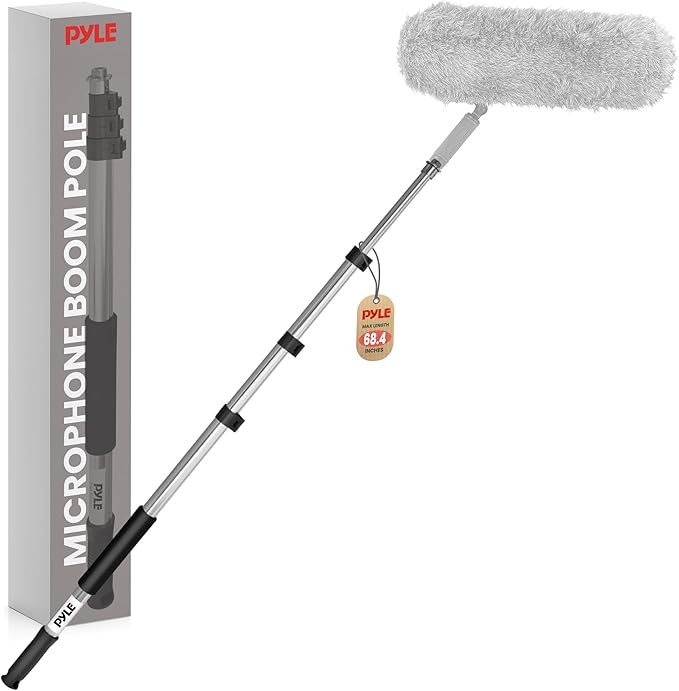 Pyle Telescope Microphone Boom Fish Pole for Shotgun Mics with Adjustable Length-5.7’ ft. (PMKSB06), Black