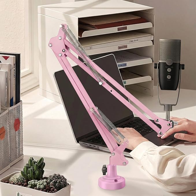 Geekria for Creators Microphone Table Flange Mount Adapter, Metal Table Mount Clamp with Adjustable Interface Aperture Compatible with TONOR T20, Aokeo AK-35, InnoGear Microphone Arm (Pink)