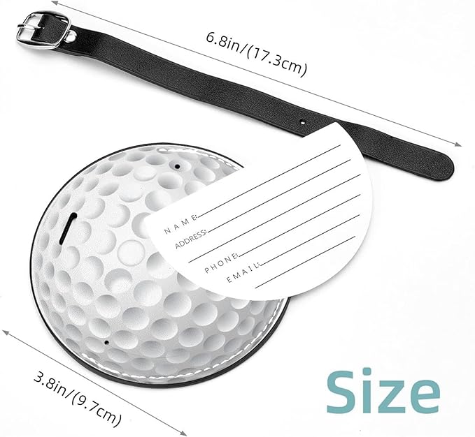2 Pack Luggage Tags for Women, Durable Suitcase ID Tag, Golf Ball White
