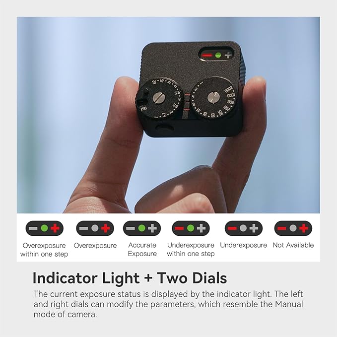 TTARTISAN Light Meter II, Adjustable ISO Aperture and Shutter Speed with Cold Shoe Lightmeter for Film Camera Light Meter Photography (Silver)
