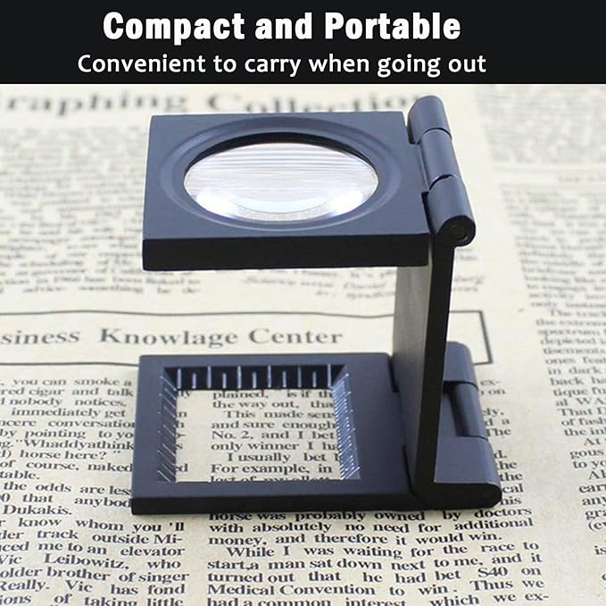 Rongon Pocket Magnifier Small Folding Magnifying Glasses 10X 28mm Mini Jewelers Magnifying Loupe with Scale Three-Folding Loupe Magnifiers for Coins Textile Optical Jewelry Tool (1 Pcs)