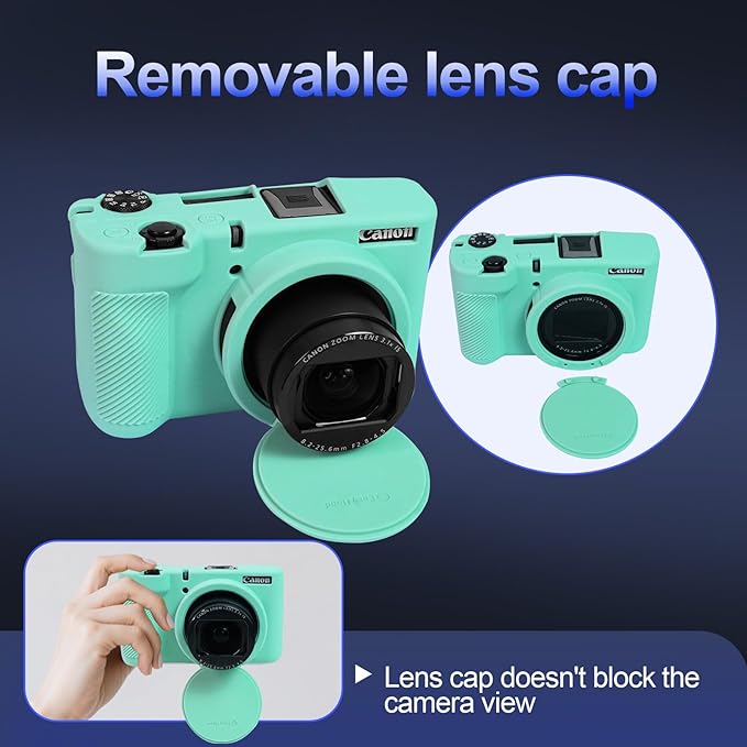 EASY HOOD V1 Case, Silicone Camera Cover with Removable Lens Cover, Soft Protector Lightweight Carrying Body Skin for Canon PowerShot V1 Digital Camera - Tiffany Blue