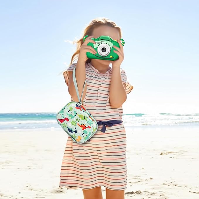 Leayjeen Kids Camera Case Compatible with Goopow/Mgaolo/HOOMOON/Hangrui Kids Camera Toys and Children Digital Video Camcorder Camera,Best Christmas and Birthday Gifts -Green Dinosaur(Case Only)