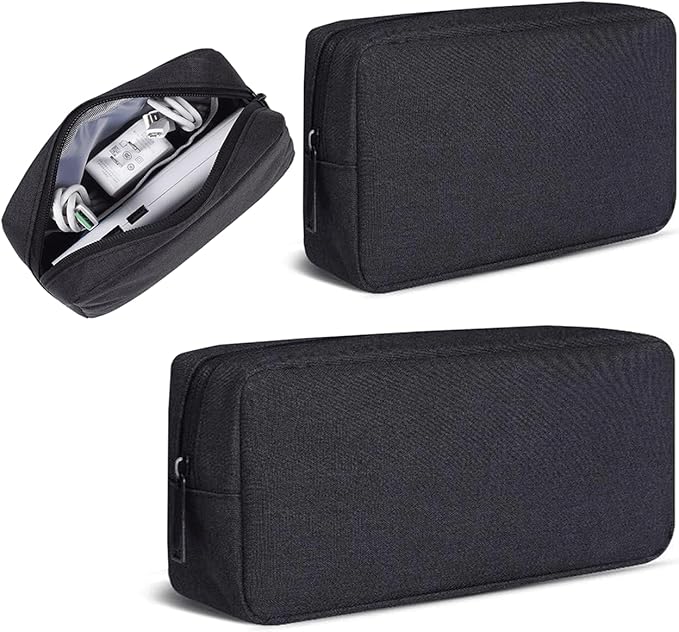 Electronics Accessories Case, Electronic Organizer Travel Cable Accessories Bag, Portable Waterproof Storage Bag for Hard Drive,Power Bank,Chargers,Mouse,Various Accessories(Small+Big-Black)