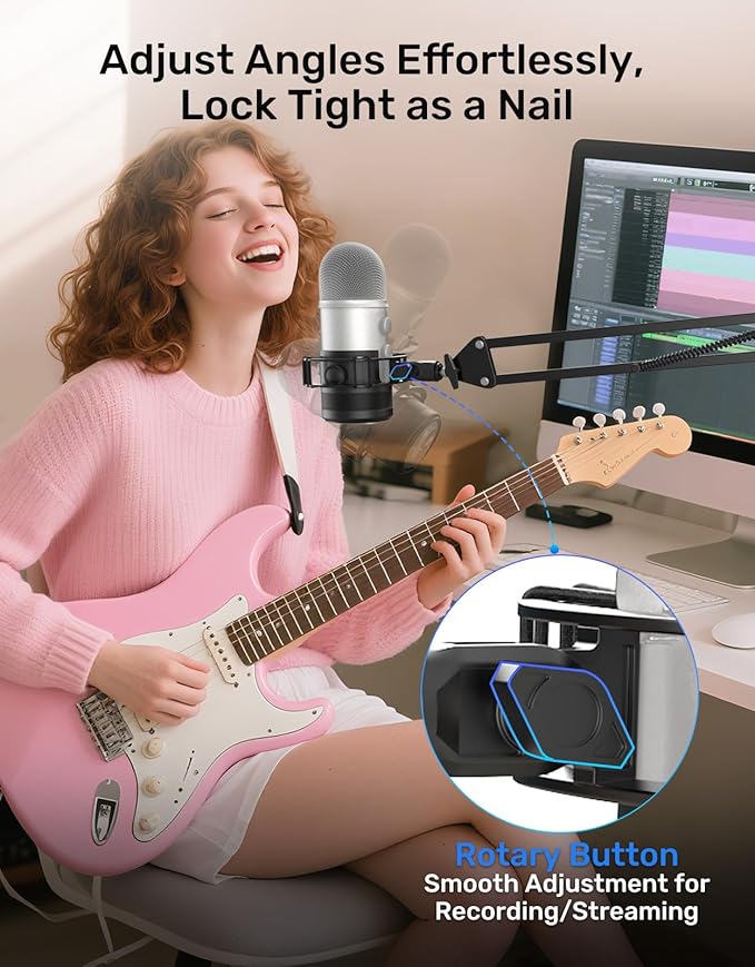 [2026 Upgrade]Custom Blue Yeti Shock Mount with Pop Filter - Elastic Suspension Design Reduces Vibration Noise, Shock Mount 100% Fits Blue Yeti, Matches Mic Boom Arm, with 3/8" to 5/8" Screw Adapter