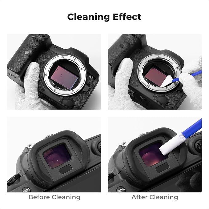 K&F CONCEPT 2-1 24mm Full Frame Sensor Cleaning Swab, Viewfinder Cleaning Swab, with 20ml Sensor Cleaner, DSLR Camera CMOS and CCD Sensor Cleaning Swab Kits Compatible with Nikon Sony Canon Camera