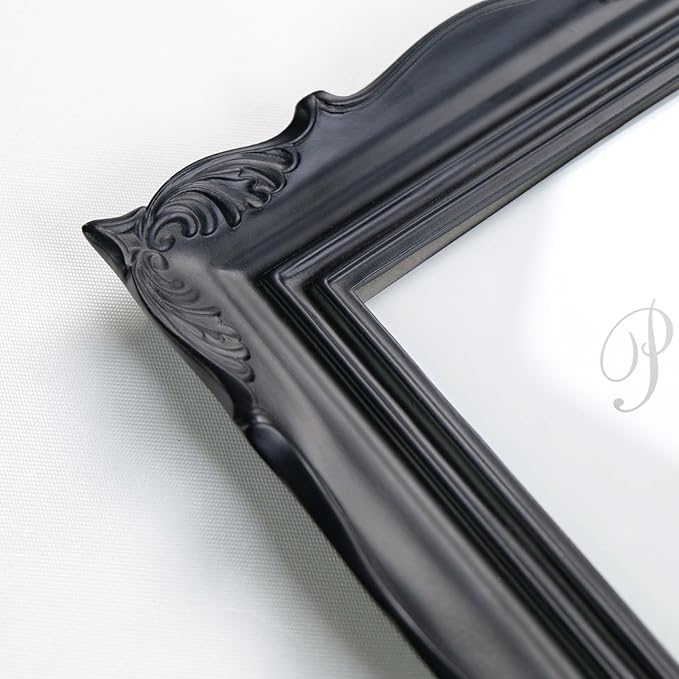 Cuspin Black Vintage Picture Frame 5x7, Gothic Frams Handmade Resin Photo Frame with Carved Texture & Glass Front for Tabletop Display or Wall Hanging, Black Home Decor