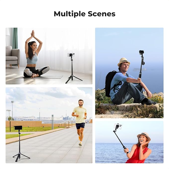 K&F CONCEPT Popod 72" Phone Tripod, 3-in-1 Clip & Magnetic Selfie Stick with Remote, Automatic Phone Tripod Stand, Compatible with iPhone 17-12 Series Android Phones 1/4" Screw Accessories