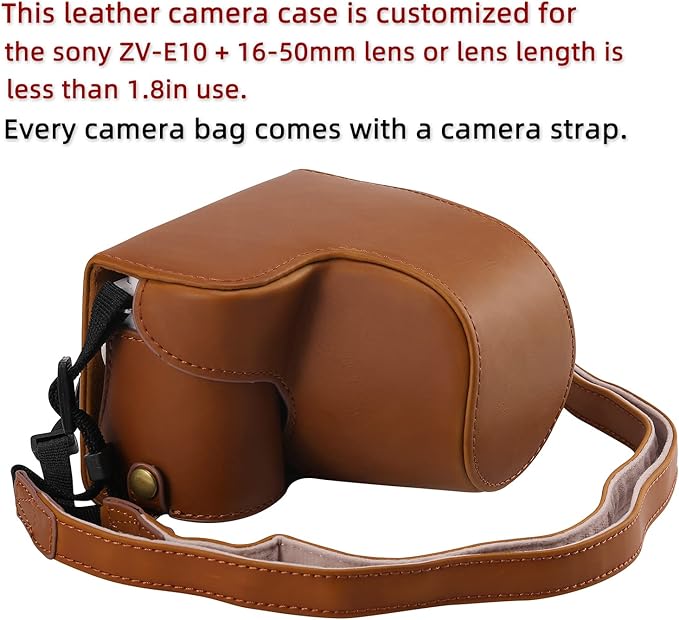Hargedis XEVN for Sony ZV-E10 case,for Sony ZV-E10 case,Premium PU Full Body Leather Camera Case Bag for Sony Alpha ZV-E10 Fit 16-50mm Lens with Camera Shoulder Strap