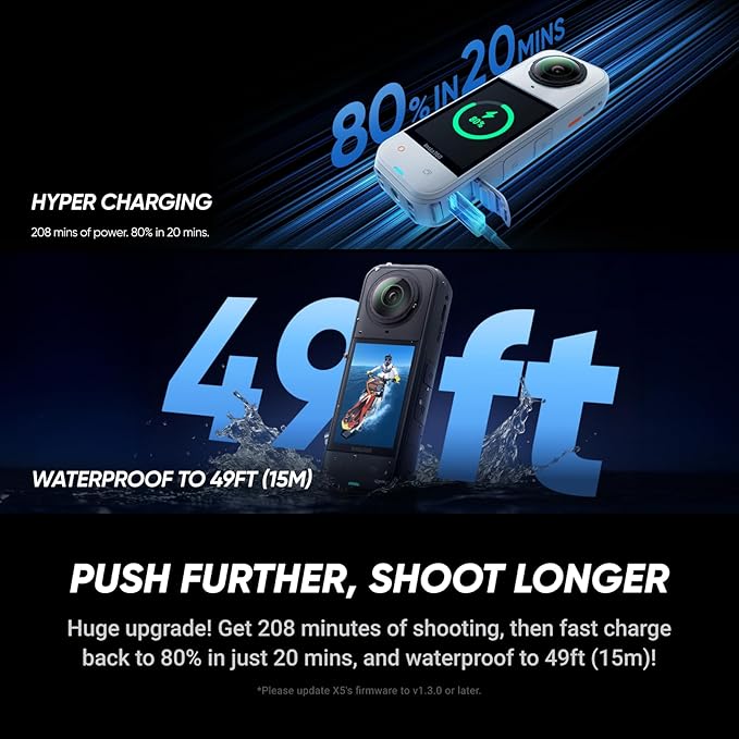 Insta360 X5 Essentials Bundle Satin White - Waterproof 8K 360° Action Camera, Leading Low Light, Invisible Selfie Stick Effect, Rugged and Replaceable Lens, 3-Hour Battery, Built-in Wind Guard
