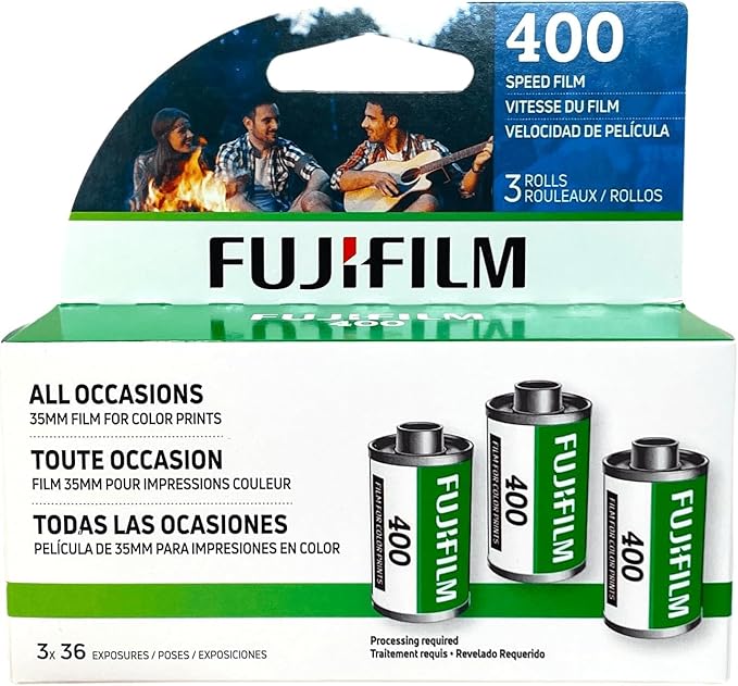 FUJIFILM 400 Color Negative Film (35mm Roll Film, 36 Exposures, 3-Rolls) + BluebirdSales Microfiber Cleaning Cloth