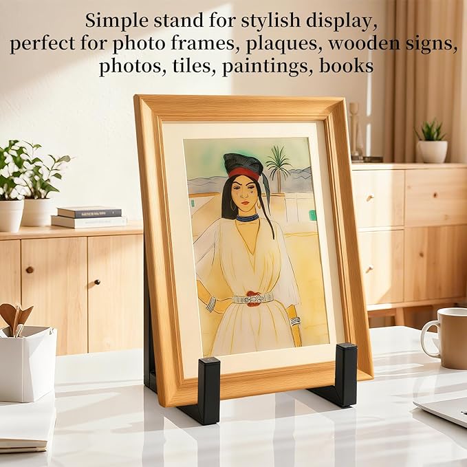 2 Pack 8 Inch Black Metal Plate Stands for Display Plate Holders for Displaying, Multi-Function Stand for Plates, Photos, Books, Artwork, Awards, Memorabilia