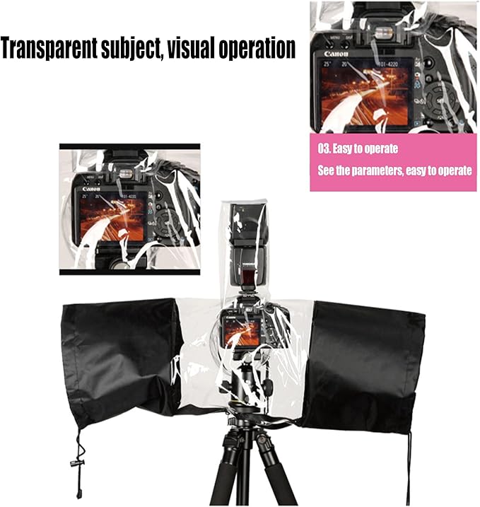 Professional DSLR Rain Cover - Waterproof Camera Cover for Canon Nikon Sony Fuji Cameras & More, Photography Essentials with Lens Protector(-20℃/-4℉ Non-Freezing)