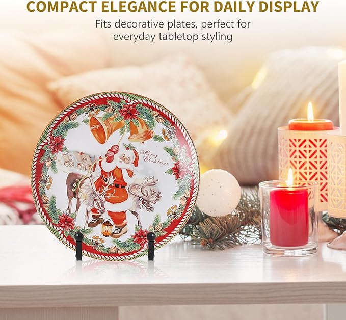 Plate Holder Easel Display Stand - 4.5 inch Metal Plate Stands for Display - Tabletop Picture Stand - Black Iron Easels for Display Pictures | Photo Frames | Book | Decorative Plates | Plaque -4 Pack