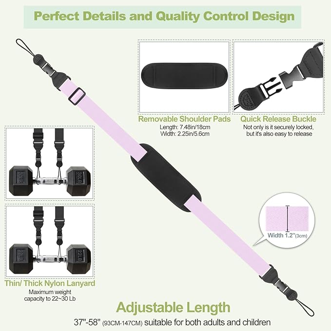 Universal Shoulder Strap, Removable Neoprene Padded Camera Strap, Adjustable Neck Lanyard for iPad, Binocular, Tablet Case, Camera, Luggage Bag (Purple Universal Shoulder Strap)