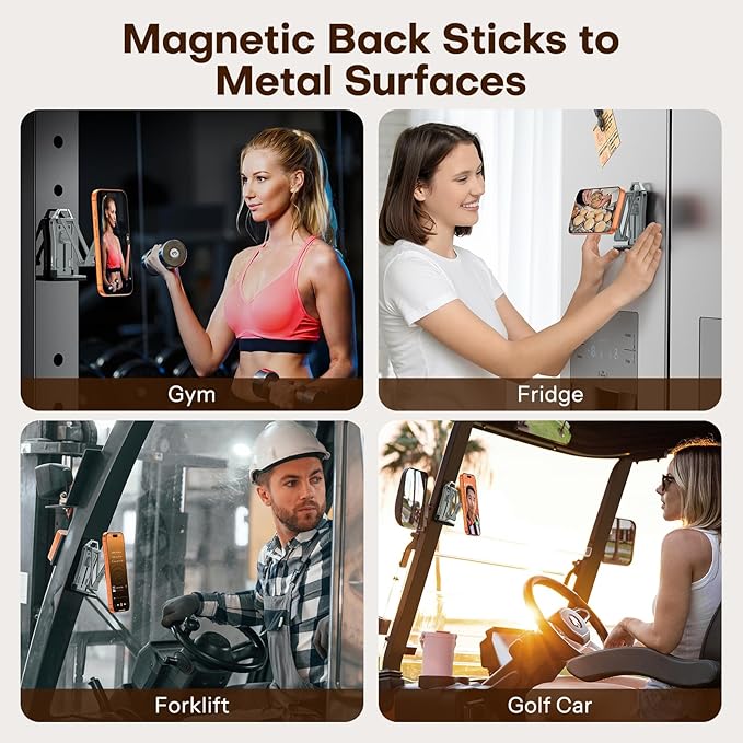 OMOTON 360°Rotating for MagSafe Tripod Mount, Adjustable Aluminum Magnetic Phone Tripod for iPhone 17/16/15/14 Pro Max Air, Foldable Cell Phone Stand Fits Vlog, Gym, Travel Essentials, Gray