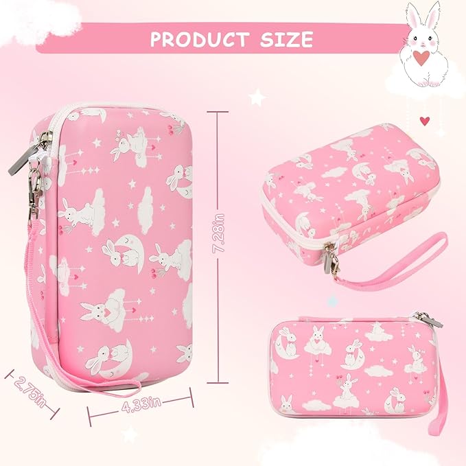 Case Compatible with DYLANTO for ESOXOFFORE for ETIKEZ for YTETCN for DUDUDRAGON Instant Print Camera, Kids Camera Storage for Accessories (Box Only) (Case and 3 Paper Rolls, Pink-Rabbit)