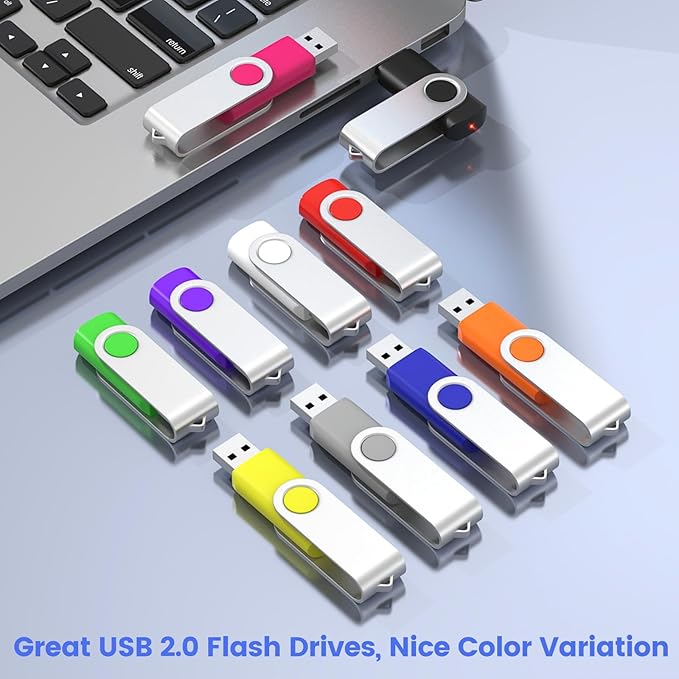 ABLAZE 500 Pack Bulk USB Flash Drives, Wholesale USB 2.0 Thumb Drives 128MB/1GB/2GB/4GB/8GB/16GB/32GB, Mixed Colors, No Logo