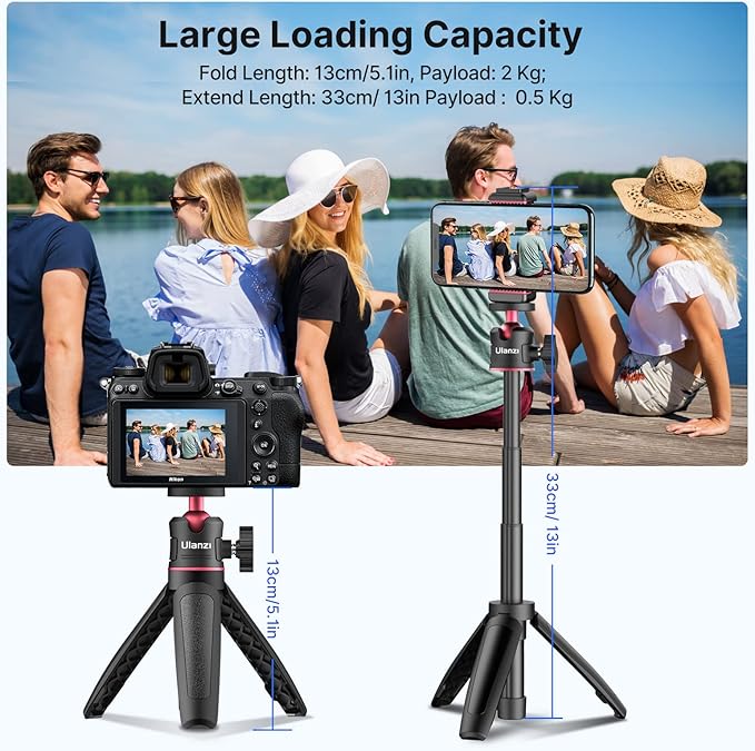 ULANZI MT-08 Extension Pole Tripod, Mini Selfie Stick Tripod Stand Handle Grip f Osmo Pocket3 Xtra Muse iPhone 17 11 Pro Max Smartphone Canon G7X Mark III Sony ZV-1 RX100 VII A6400 A6600 Cams Vlogging